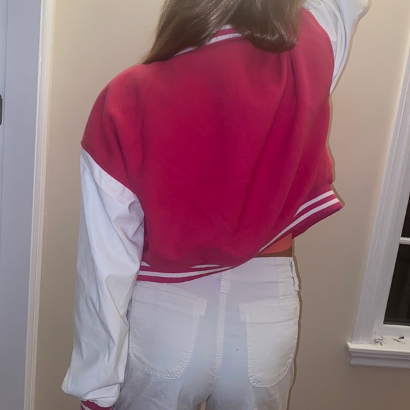 Barbie Pink Varsity Letter Baseball Jacket Love Tree Coat Large - Picture 3 of 13